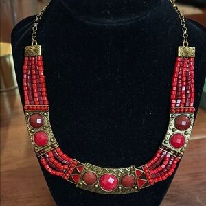 Elegant Red Beaded Necklace